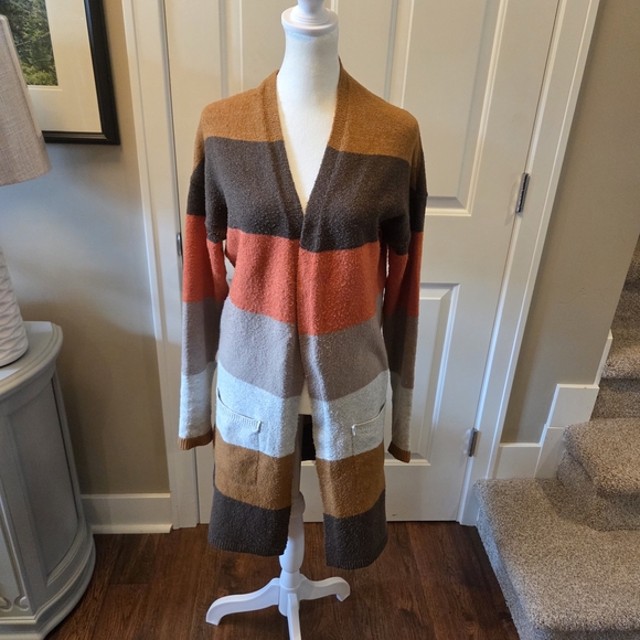 Striped Women's Cardigan Sweater - Picture 3 of 14